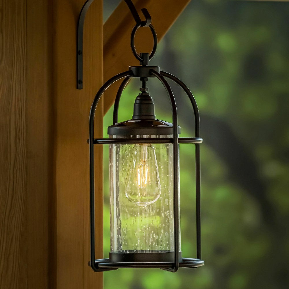 Solar Metal and Bubble Glass Edison Lantern | Plow & Hearth