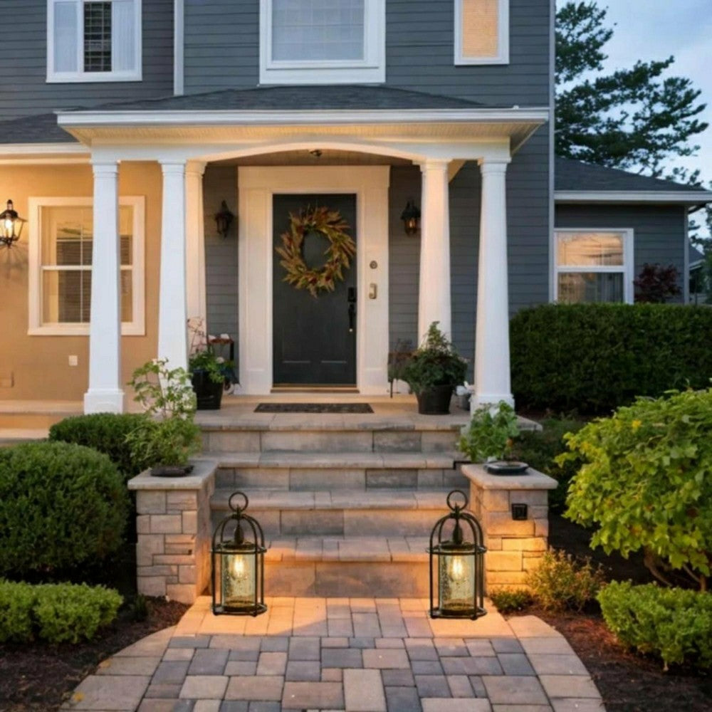 Solar Metal and Bubble Glass Edison Lantern | Plow & Hearth