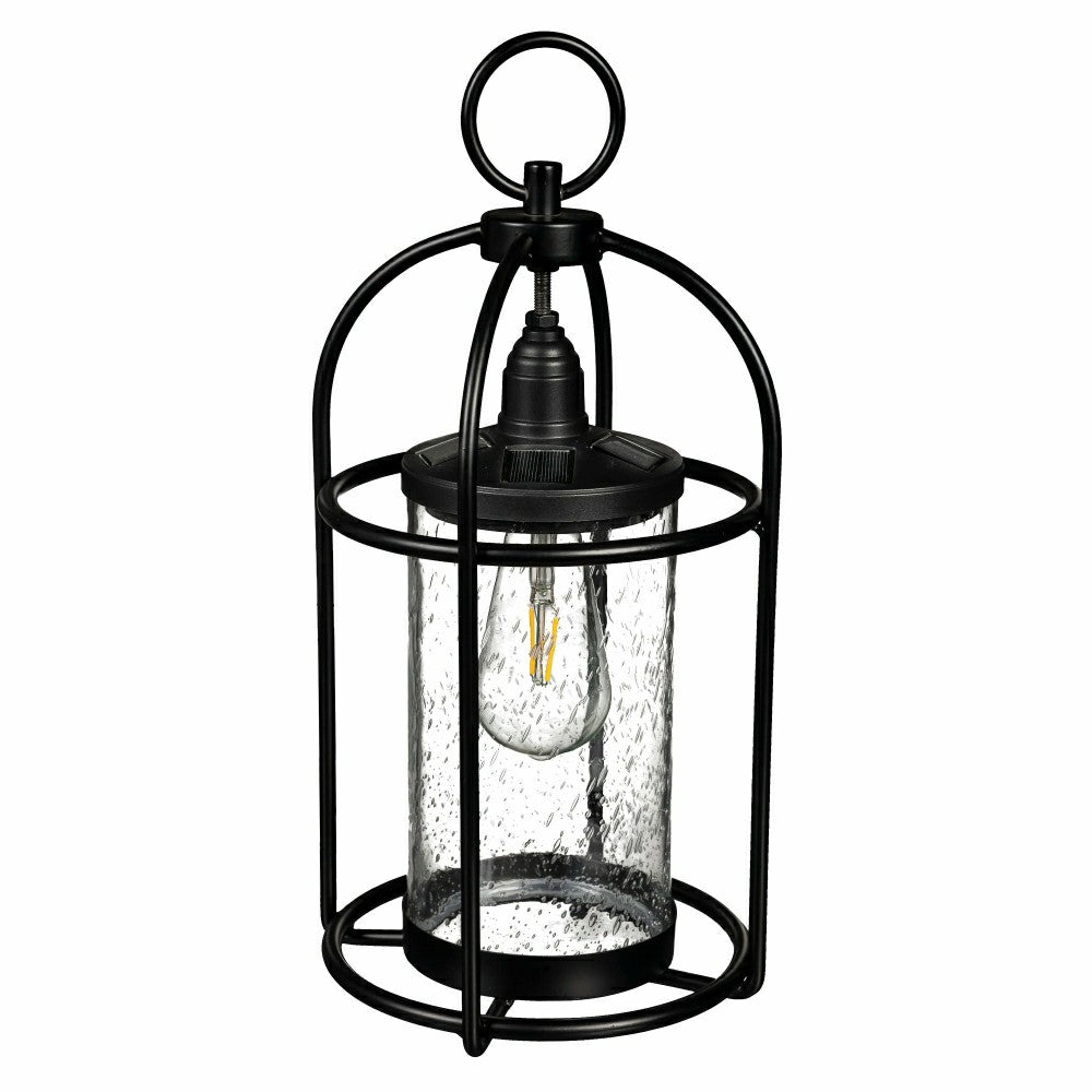 Solar Metal and Bubble Glass Edison Lantern | Plow & Hearth