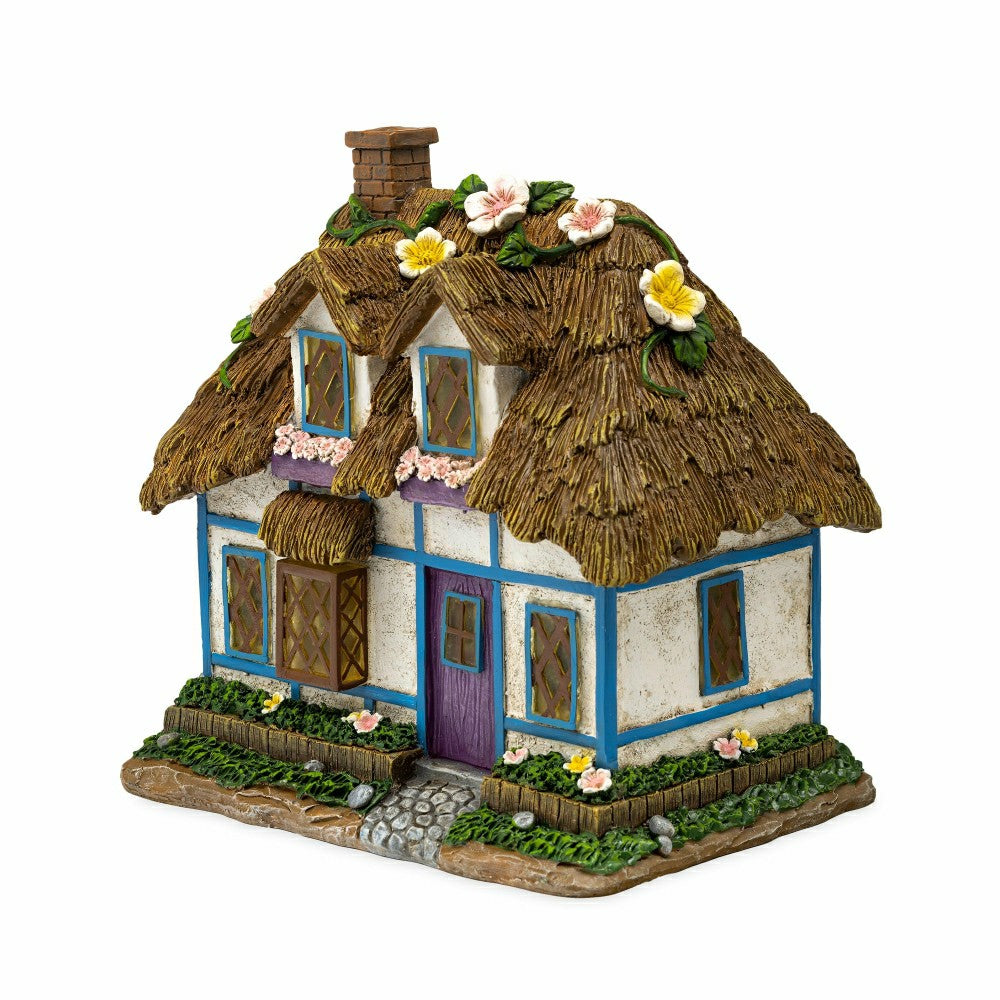 Miniature Floral Fairy Garden Solar Cottage | Plow & Hearth