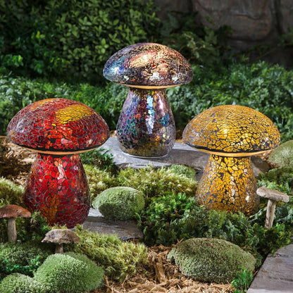 Glass Mosaic Mushroom Lawn Ornament | Plow & Hearth