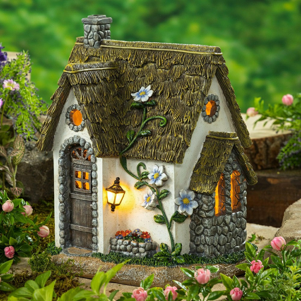 Miniature Fairy Garden Solar English Stone Cottage | Plow & Hearth