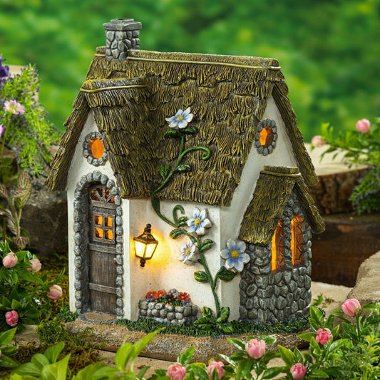 Miniature Fairy Garden Solar English Stone Cottage | Plow & Hearth