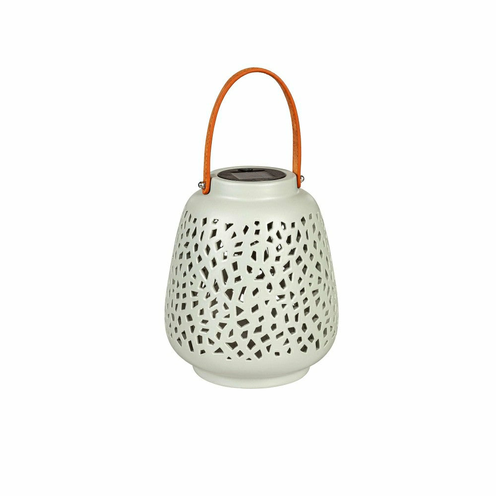 VivaStyle Outdoor Lamp & Lighting, Ceramic Speckled Cut Out Solar Lant | Plow & Hearth