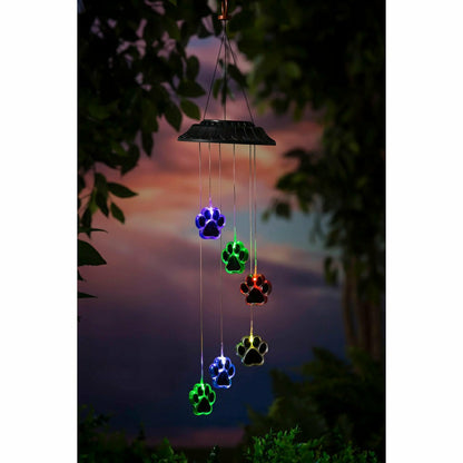 Pet Memorial Mobile, Color Changing Solar Mobile, Paw Print | Plow & Hearth