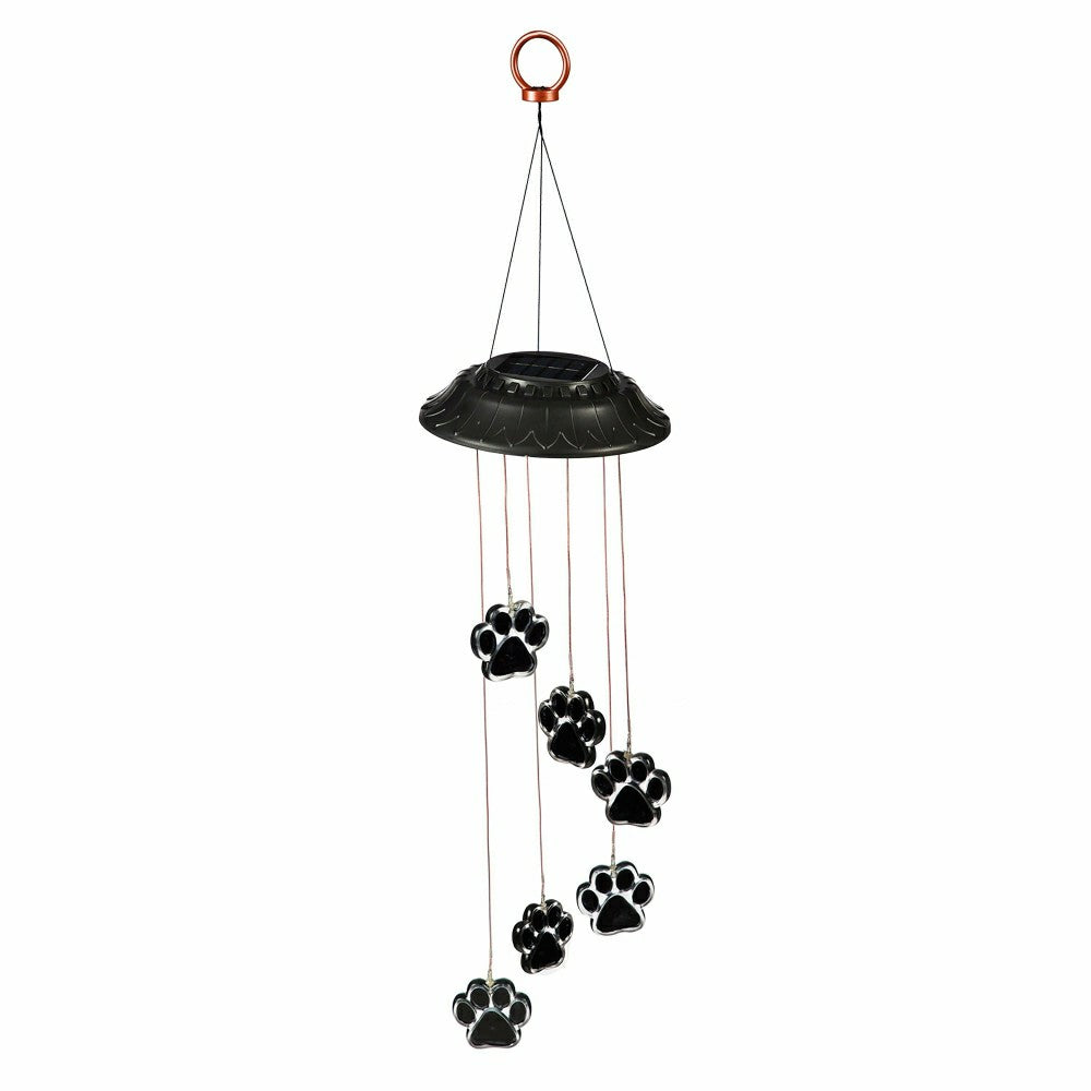 Pet Memorial Mobile, Color Changing Solar Mobile, Paw Print | Plow & Hearth