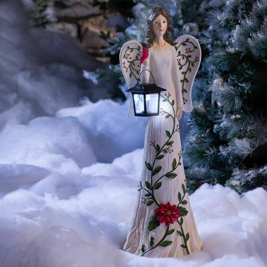 Angel Garden Statue with Solar Lantern | Plow & Hearth