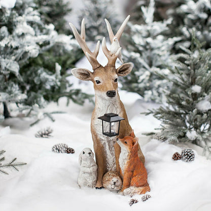 Deer and Friends Solar Statue | Plow & Hearth