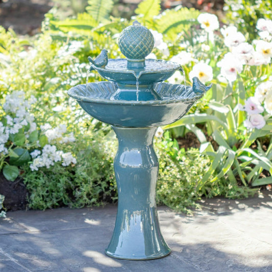 Ceramic Tiered Bird Fountain | Plow & Hearth