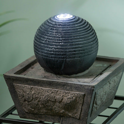 Ridged Globe Fountain with Planter Shelf | Plow & Hearth