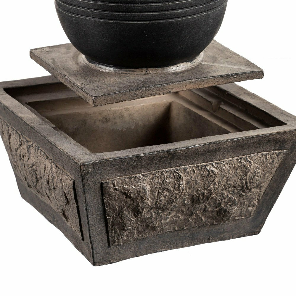 Ridged Globe Fountain with Planter Shelf | Plow & Hearth