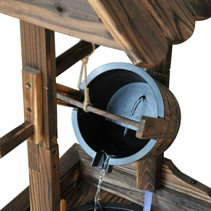 Outdoor Garden Solid Wood Wishing Well Water Fountain with Bucket and  | Plow & Hearth