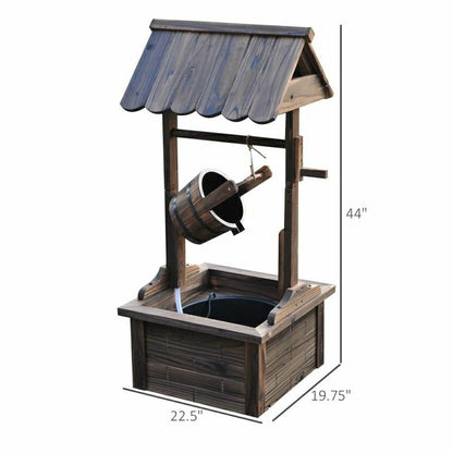 Outdoor Garden Solid Wood Wishing Well Water Fountain with Bucket and  | Plow & Hearth