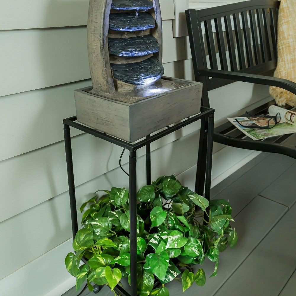 Waterfall Fountain with Planter Shelf | Plow & Hearth