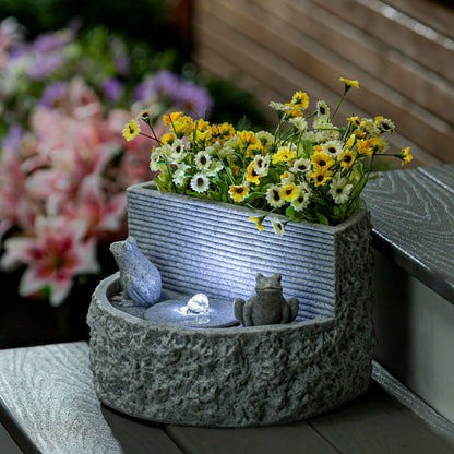 Stone Cylinder with Birds Fountain | Plow & Hearth