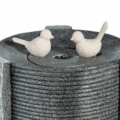 Stone Cylinder with Birds Fountain | Plow & Hearth