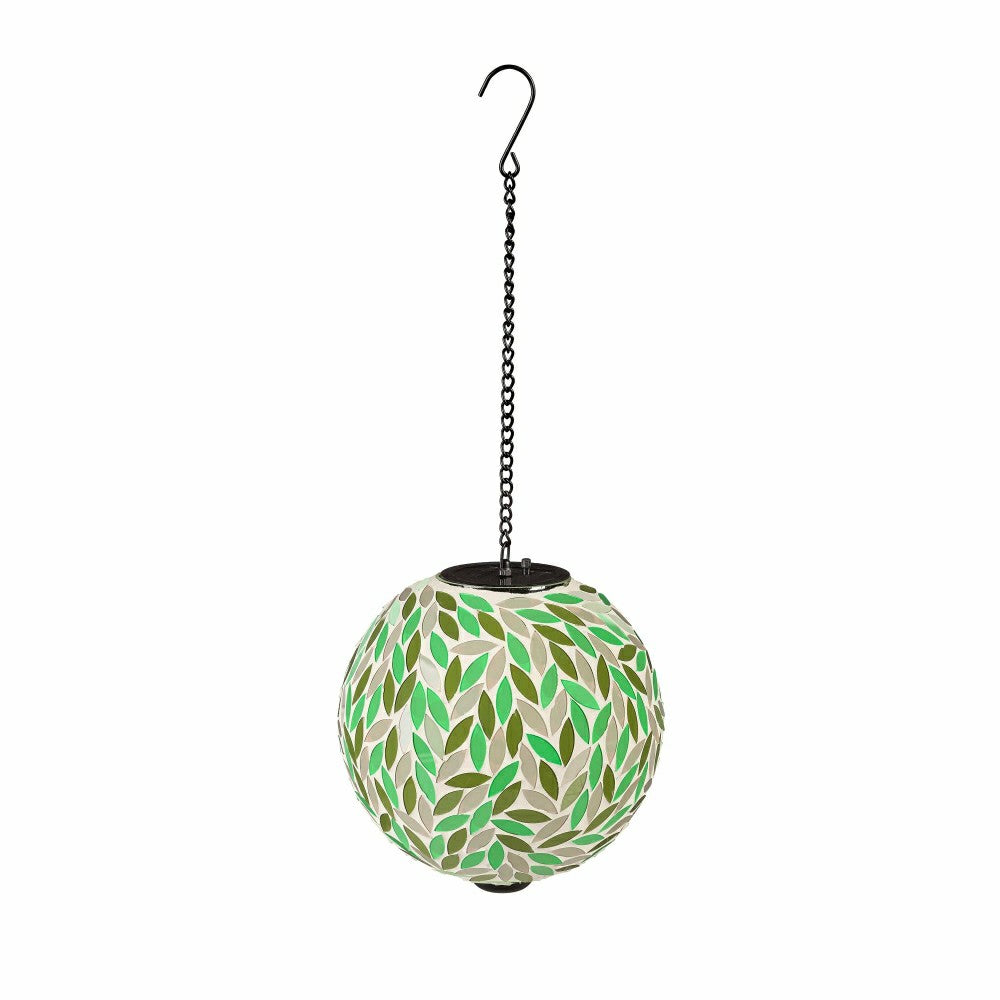 Green Leaves Solar Hanging Mosaic Gazing Ball | Plow & Hearth