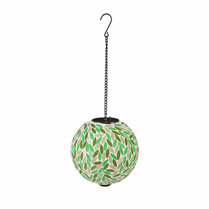 Green Leaves Solar Hanging Mosaic Gazing Ball | Plow & Hearth