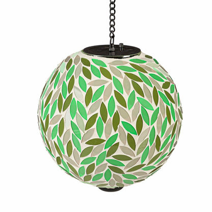 Green Leaves Solar Hanging Mosaic Gazing Ball | Plow & Hearth