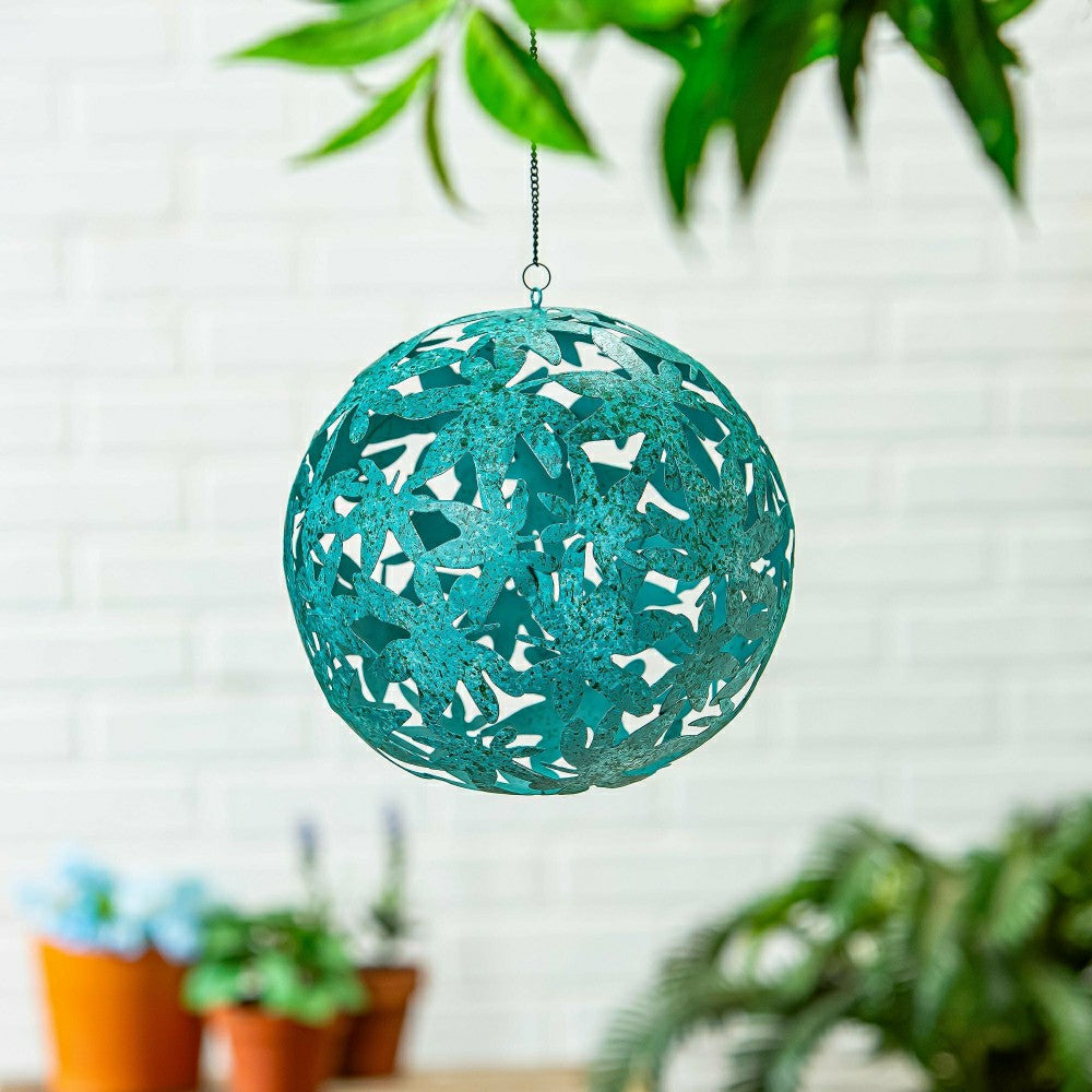 Metal Leaves Decorative Garden Ball, 10" | Plow & Hearth