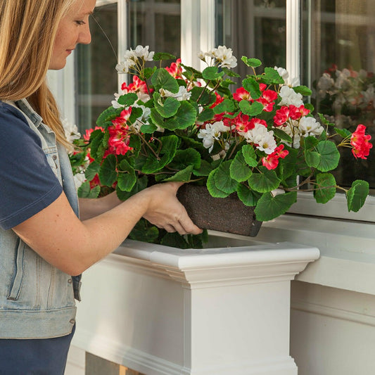 Everlasting Faux Red & White Geranium Window Box Filler | Plow & Hearth