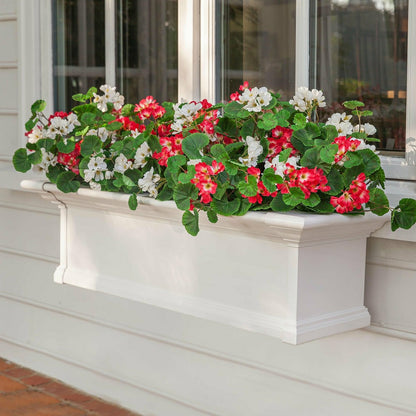 Everlasting Faux Red & White Geranium Window Box Filler | Plow & Hearth