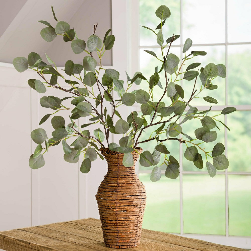 Indoor/Outdoor Battery-Operated Lighted Eucalyptus Branches, Set of 2 | Plow & Hearth