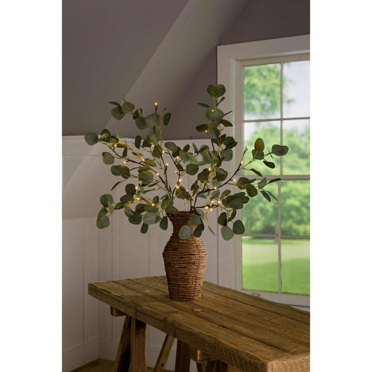 Indoor/Outdoor Battery-Operated Lighted Eucalyptus Branches, Set of 2 | Plow & Hearth