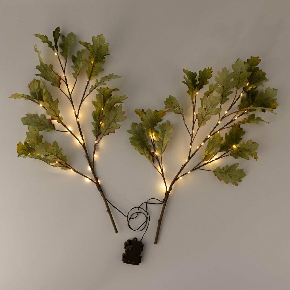 Indoor/Outdoor Lighted Moss Oak Branches, Set of 2 | Plow & Hearth