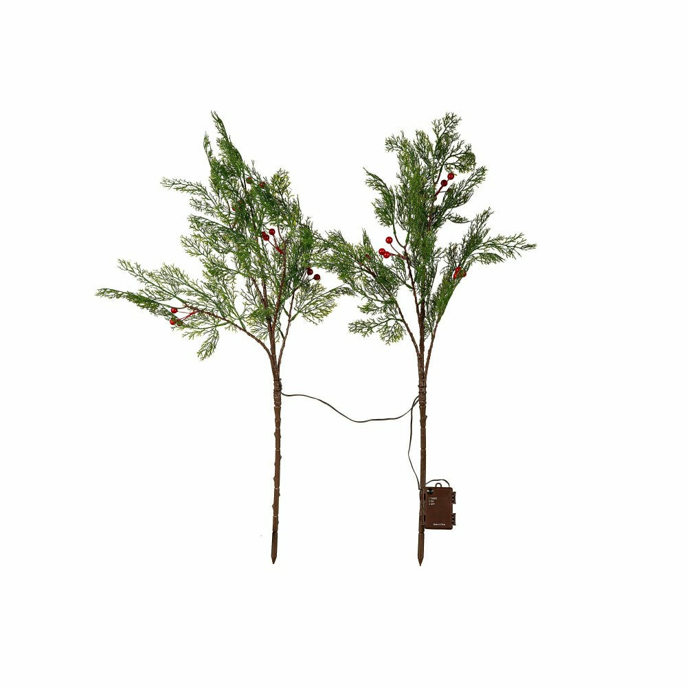 Indoor/Outdoor Battery-Operated Lighted Cedar Branches, Set of 2, 60 L | Plow & Hearth