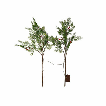 Indoor/Outdoor Battery-Operated Lighted Cedar Branches, Set of 2, 60 L | Plow & Hearth