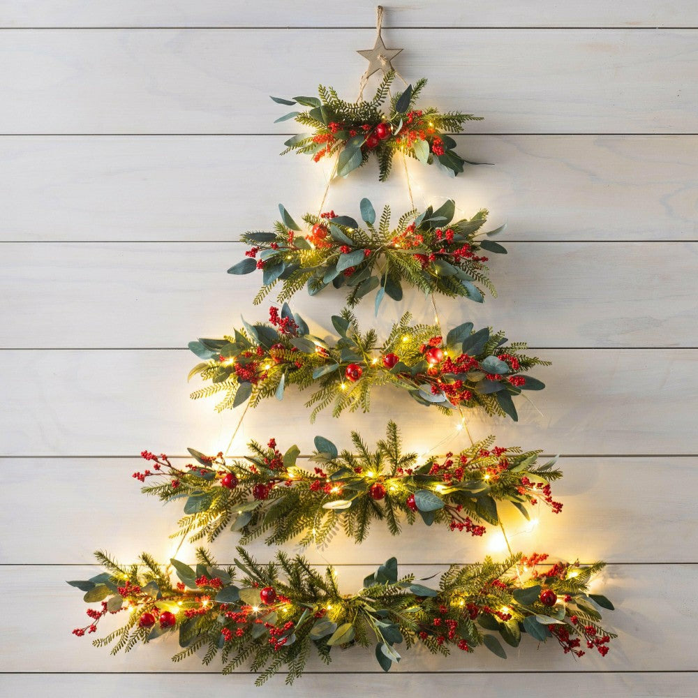 Lighted Hanging Wall Christmas Tree | Plow & Hearth