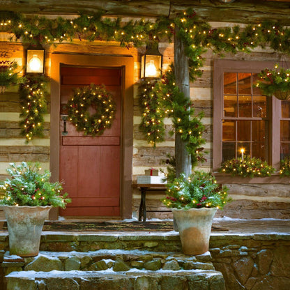 Lighted Holiday Window Swag with Timer | Plow & Hearth