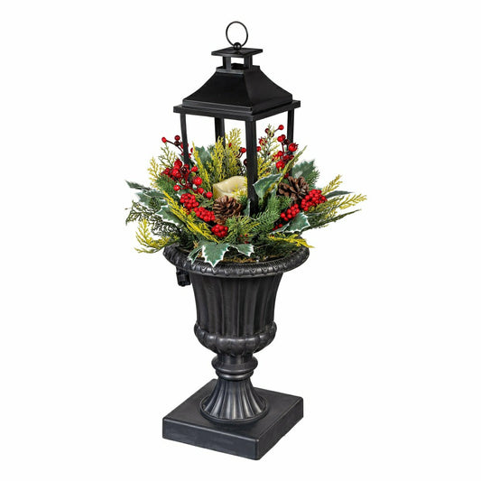 Woodland Storybook Faux Floral Artificial Lantern with Holly Berry, 27"H | Plow & Hearth