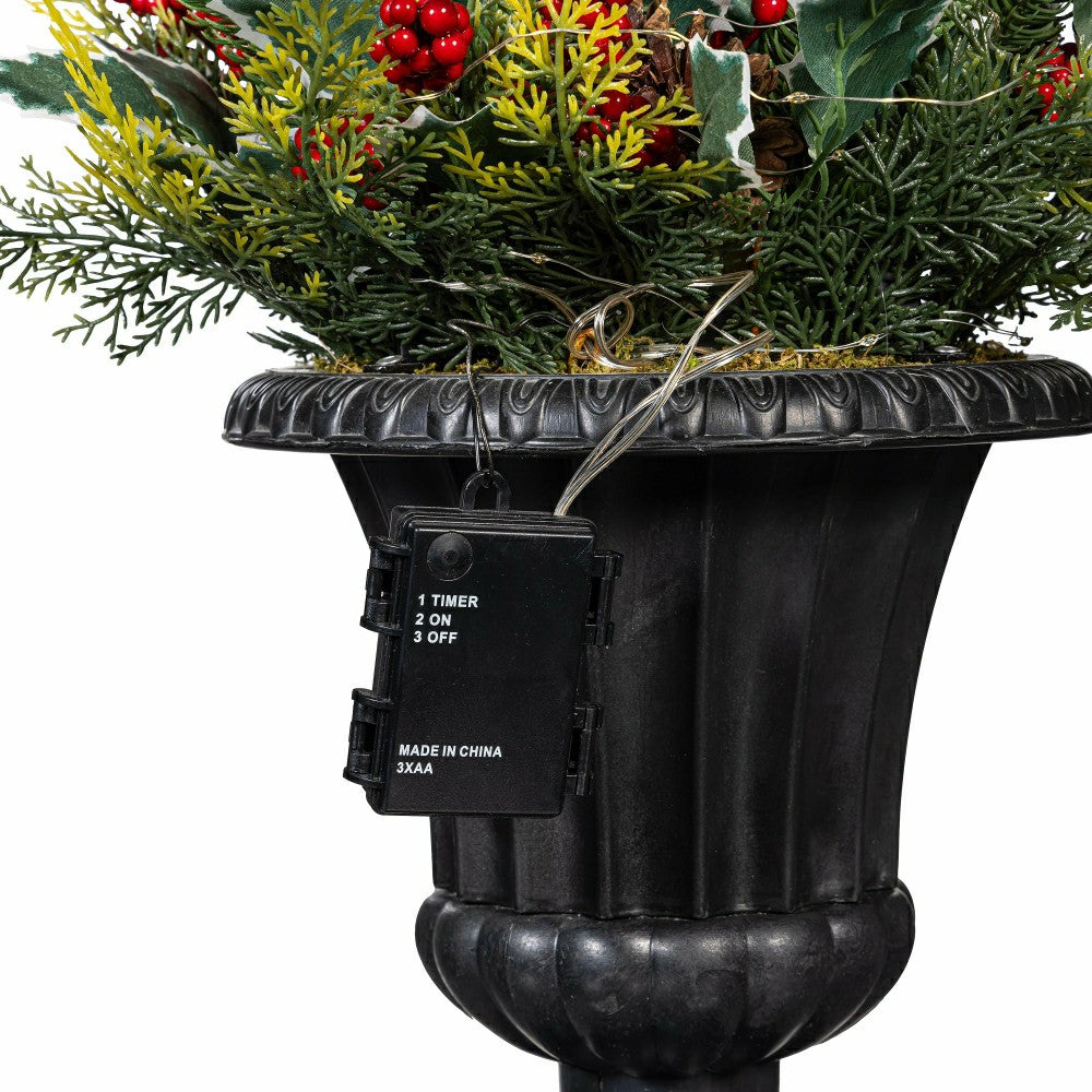 Woodland Storybook Faux Floral Artificial Lantern with Holly Berry, 27"H | Plow & Hearth