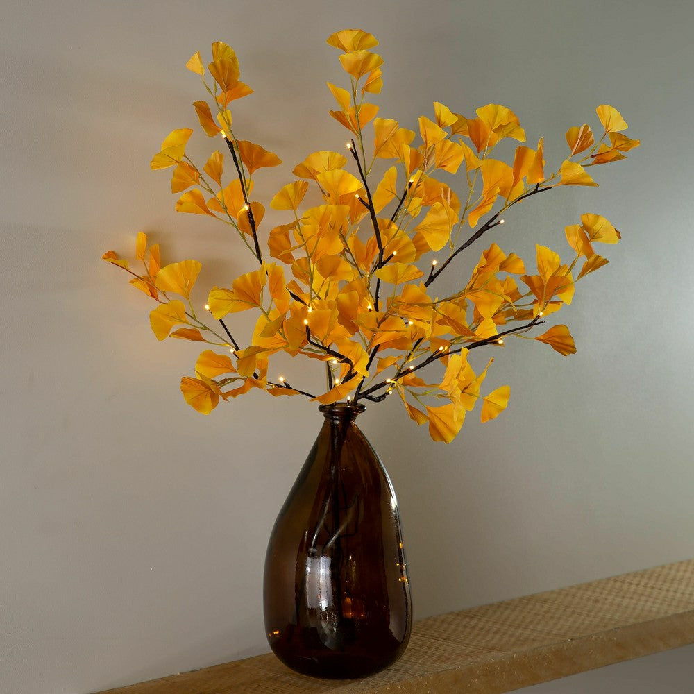 Indoor/Outdoor Lighted Yellow Gingko Branches, Set of 2 | Plow & Hearth