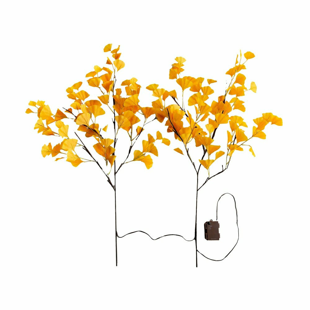 Indoor/Outdoor Lighted Yellow Gingko Branches, Set of 2 | Plow & Hearth