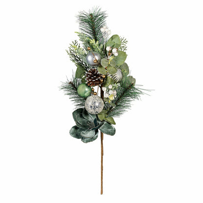 Shades of Green Stem Artificial with Ornaments, 25"H | Plow & Hearth