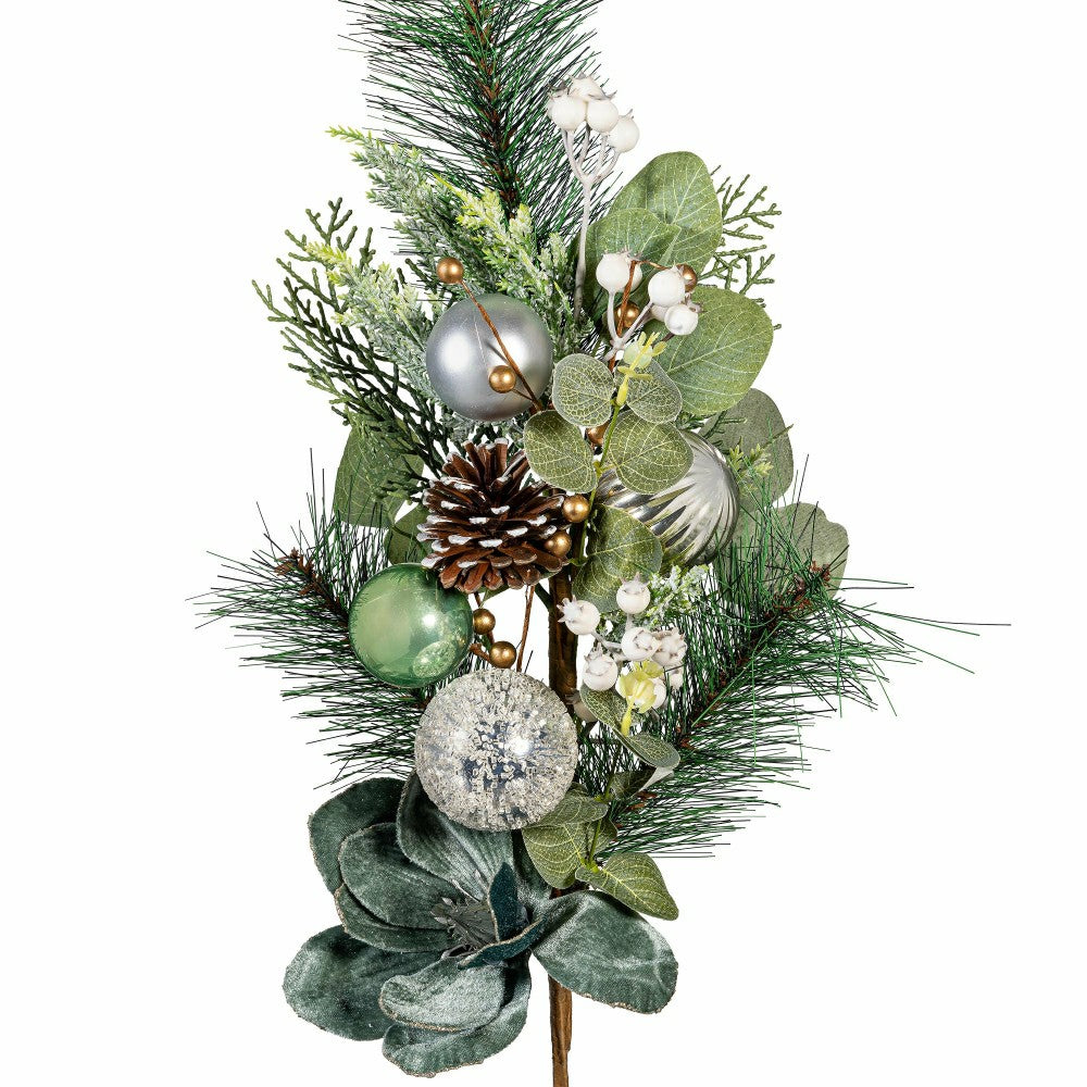 Shades of Green Stem Artificial with Ornaments, 25"H | Plow & Hearth