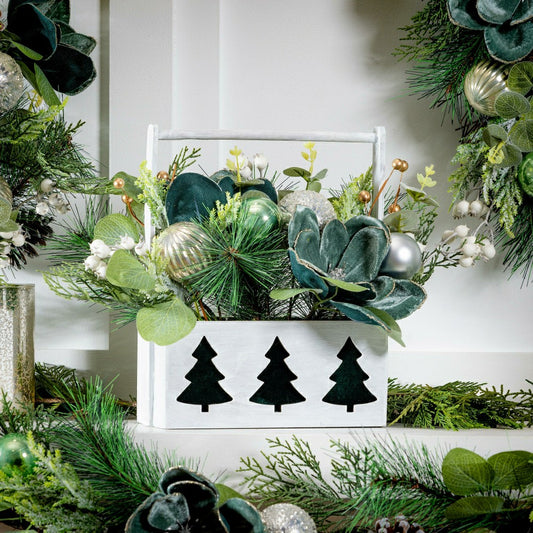 Artificial Tree in Pot with Ornaments Table Decor, 11"H | Plow & Hearth
