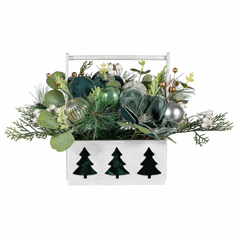 Artificial Tree in Pot with Ornaments Table Decor, 11"H | Plow & Hearth
