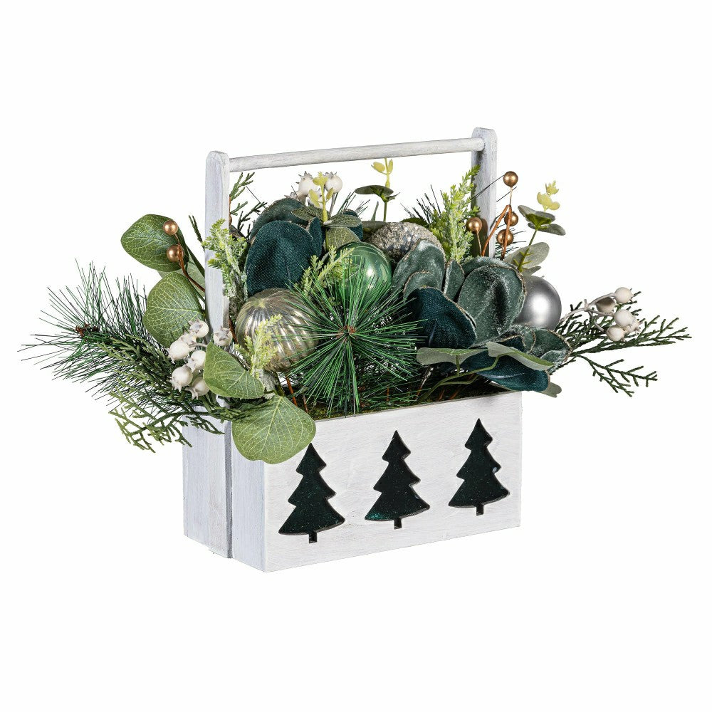 Artificial Tree in Pot with Ornaments Table Decor, 11"H | Plow & Hearth