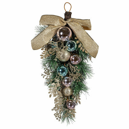 Season to Sparkle Swag Artificial with Ornaments, 24"H | Plow & Hearth