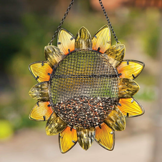 Glass and Metal Sunflower Bird Feeder | Plow & Hearth