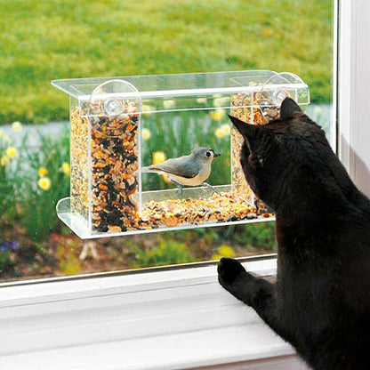 One-Way Mirror Window Mount Bird Feeder | Plow & Hearth