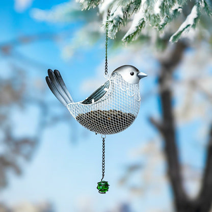Snowbirds Bird Feeder, Metal Hanging Bird Feeder, Snow Bird, 13"H | Plow & Hearth
