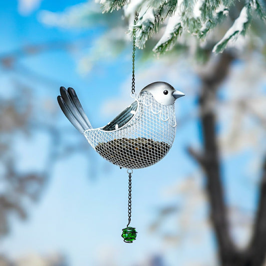 Snowbirds Bird Feeder, Metal Hanging Bird Feeder, Snow Bird, 13"H | Plow & Hearth