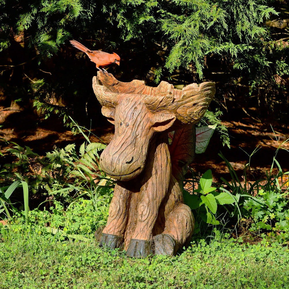 Resin Moose Birdbath | Plow & Hearth