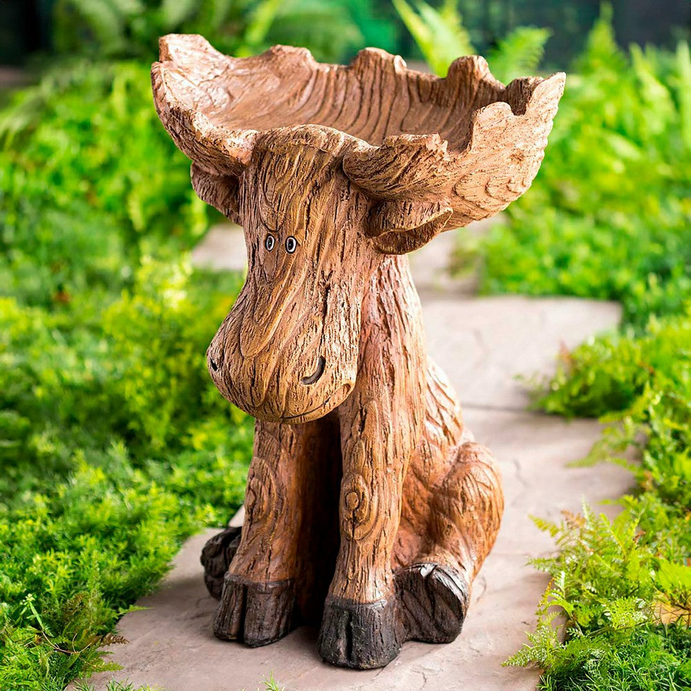 Resin Moose Birdbath | Plow & Hearth