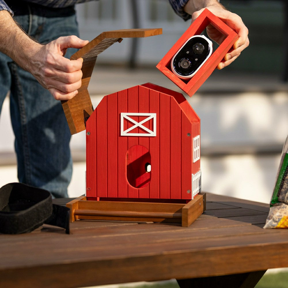 LED Barn House Smart Bird Feeder with Camera | Plow & Hearth